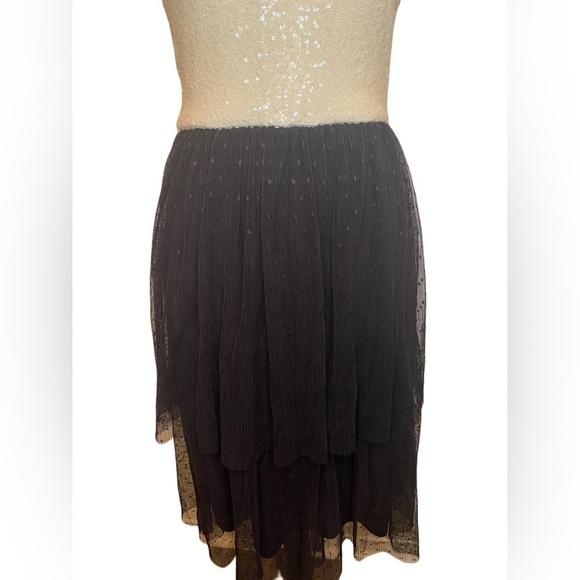 Dress the population KADY tulle sequin dress in cream/black color NWT - Picture 3 of 5